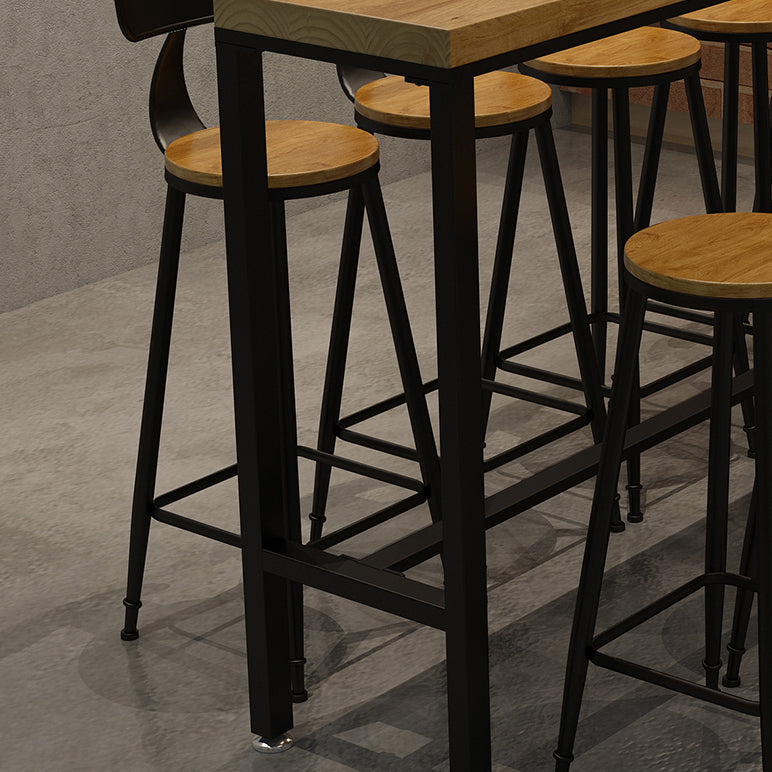 Modern 1/4/6/11 Pieces Bar Table Set Rectangle Pine Wood Counter Table with High Stools