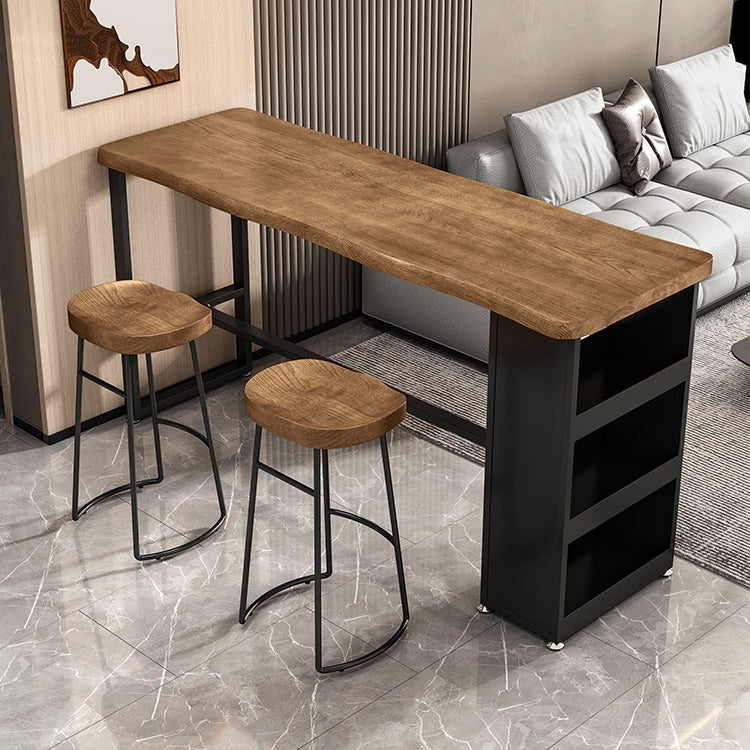 Contemporary Rectangular Bar Table Set 1/2/3 Pcs Solid Wood Bar Table and Stools