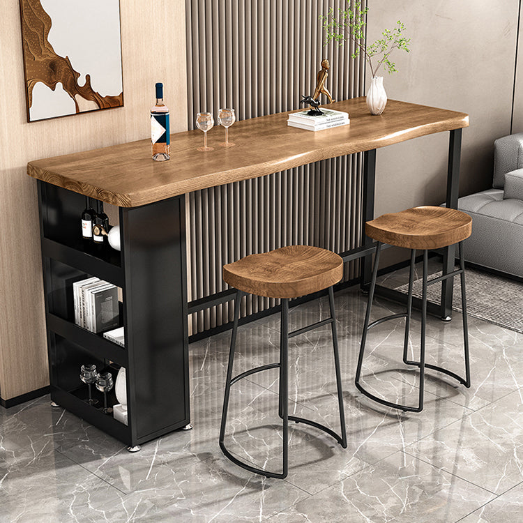 Contemporary Rectangular Bar Table Set 1/2/3 Pcs Solid Wood Bar Table and Stools