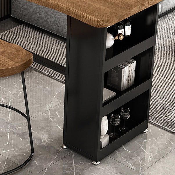 Contemporary Rectangular Bar Table Set 1/2/3 Pcs Solid Wood Bar Table and Stools