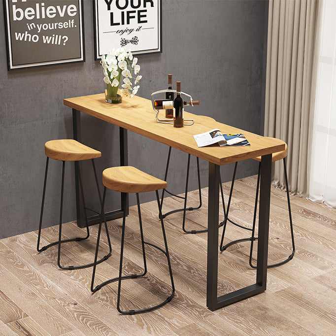 Modern 1/4/7 Pieces Bar Table Set Rectangle Pine Wood Counter Table with Stools for Cafe