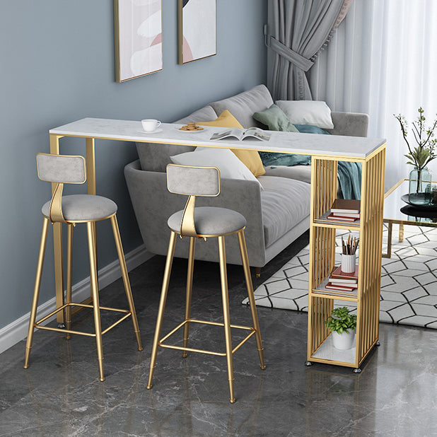 1/3 Pieces Luxurious Rectangular Bar Table Set Artificial Marble Top Bistro Table Set