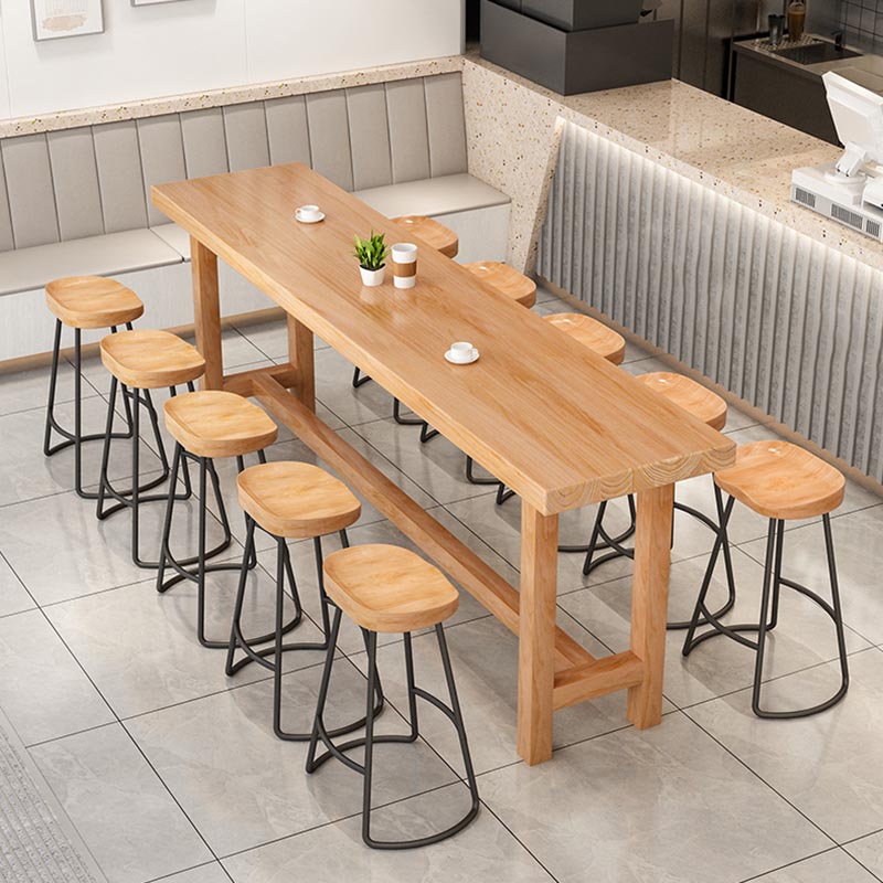 Rectangular Bar Table Set 1/6/11 Pcs Solid Wood Bar Table and Stools