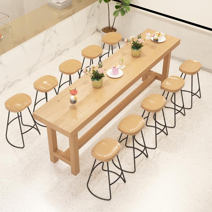 Rectangular Bar Table Set 1/6/11 Pcs Solid Wood Bar Table and Stools