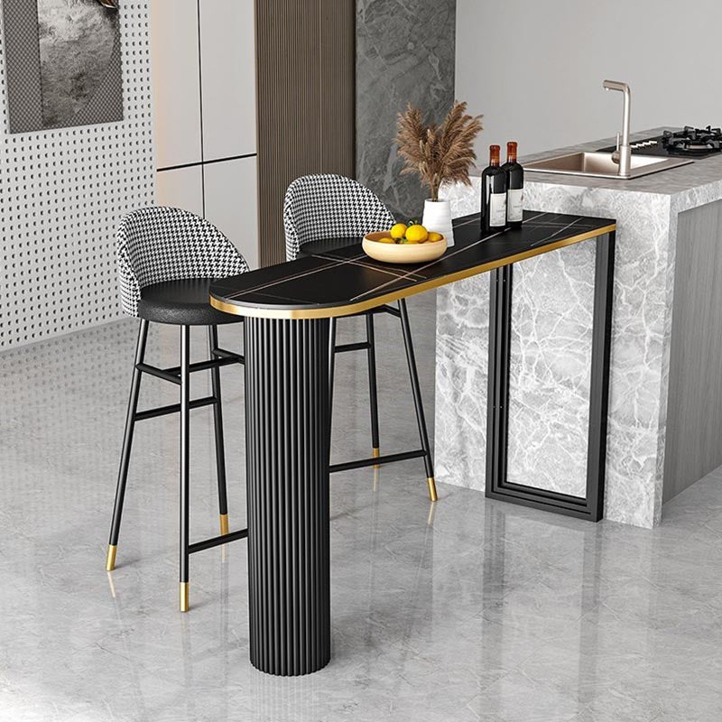 Contemporary Free Form Bar Table Set 1/3 Pcs Metal Frame Bar Table and Stools
