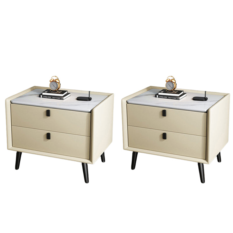 19.69" Tall 2-drawer Night Table Solid Wood Accent Table Nightstand