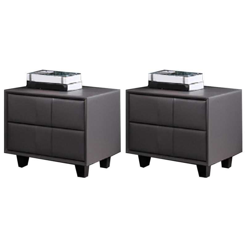 Faux Leather Bed Nightstand 2-drawer Accent Table Nightstand for Bedroom