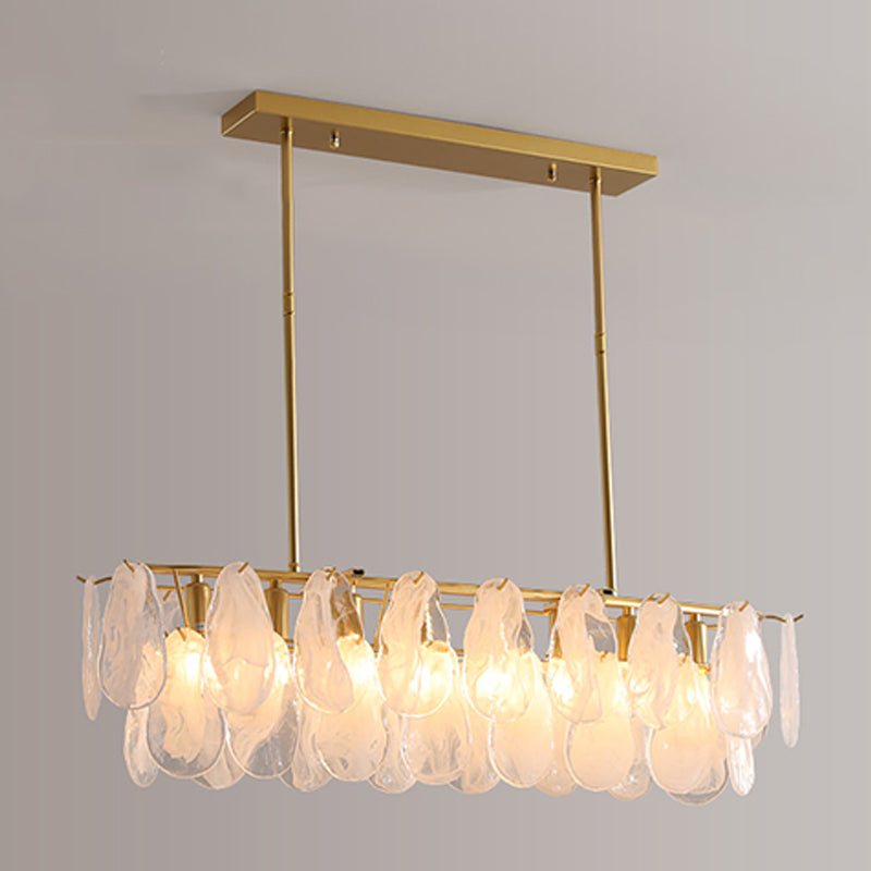 Contemporary Style Rectangle Island Lighting Ideas Glass 8 Light Island Lights