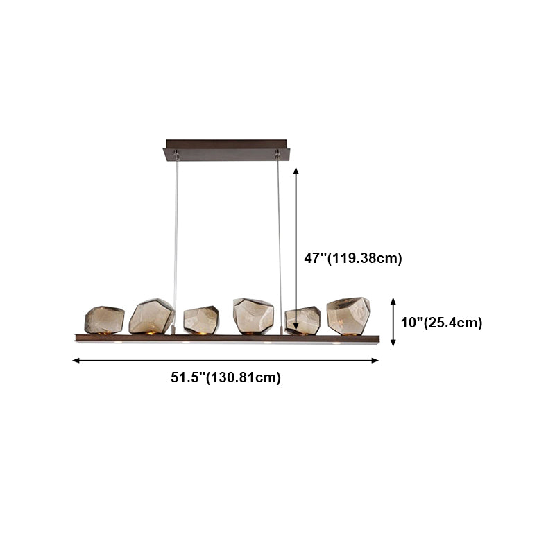 Contemporary Style Geometry Island Lights Clear Glass 6 Light Island Pendant Lights