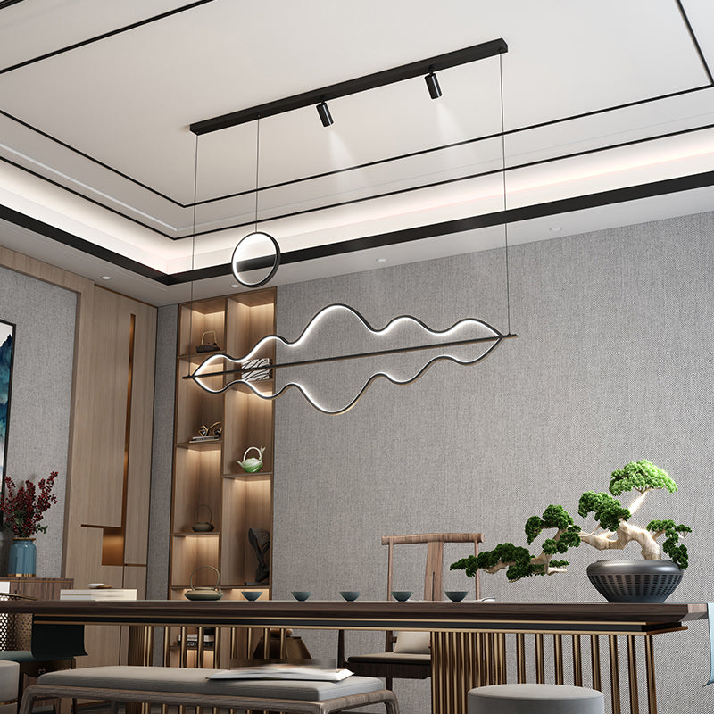 Contemporary Style Linear Island Lighting Metal 5 Light Island Lighting Ideas in Black