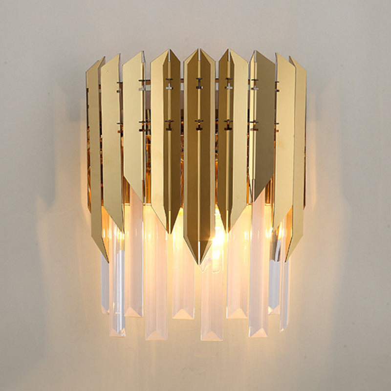 Modern Style Wall Light Gold 14" High Wall Sconce with Crystal for Living Room