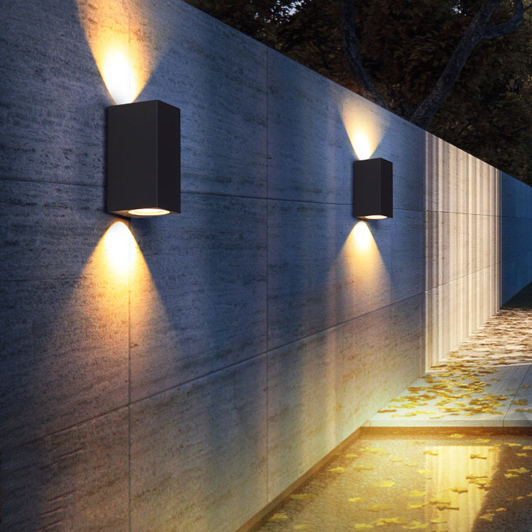 2 Lights Rectangular Wall Lighting Fixtures Modern Style Metal Wall Washer Sconce
