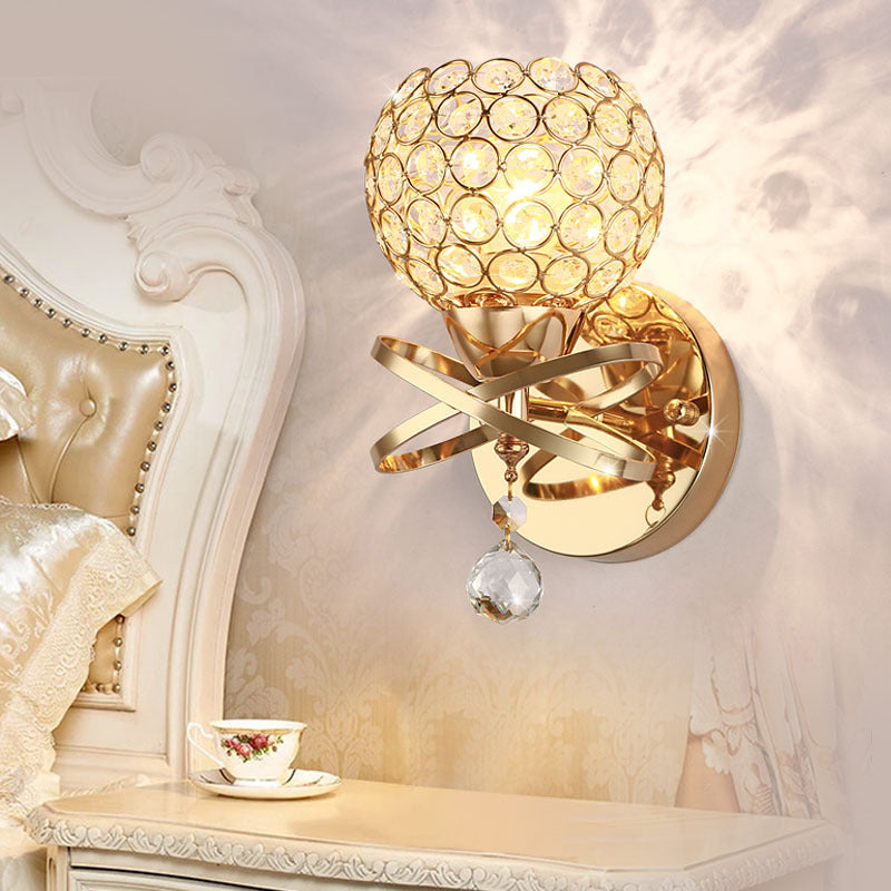 1 Light Ball Wall Lighting Fixtures Modern Style Crystal Wall Mounted Lamps