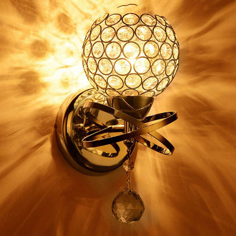 1 Light Ball Wall Lighting Fixtures Modern Style Crystal Wall Mounted Lamps