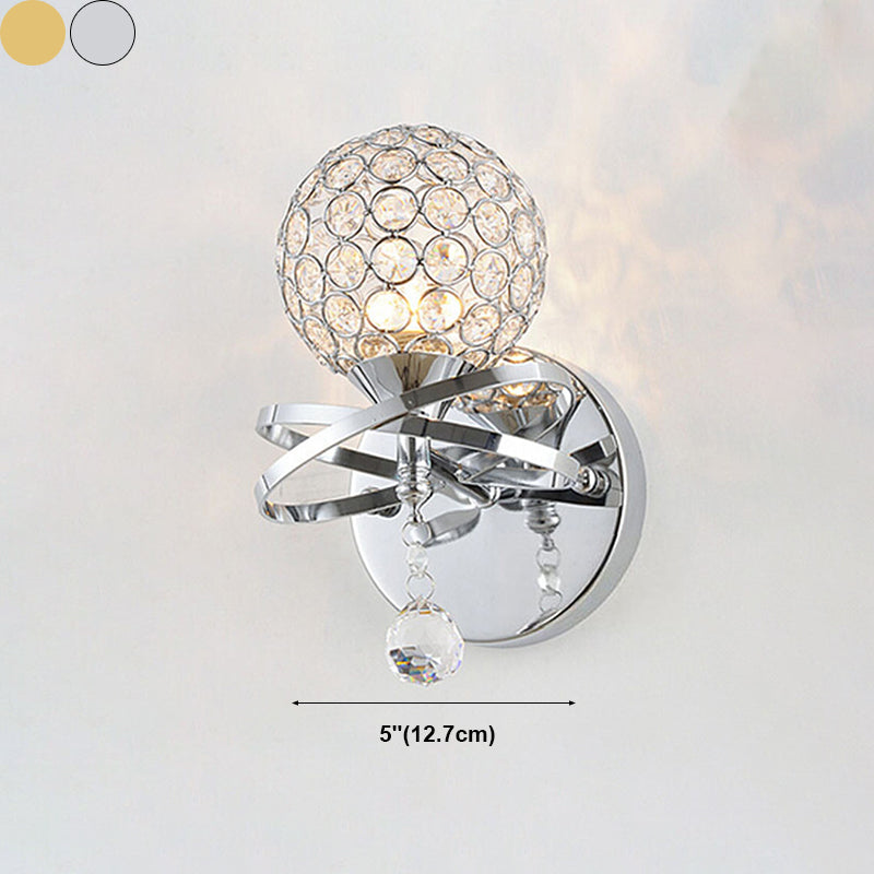 1 Light Ball Wall Lighting Fixtures Modern Style Crystal Wall Mounted Lamps