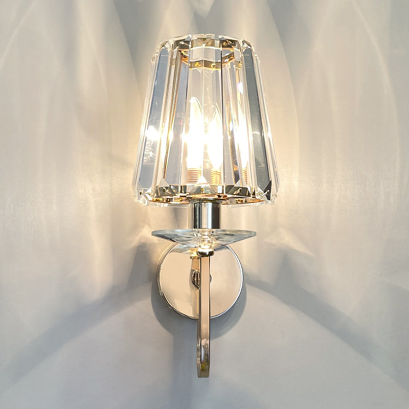 Modern Style Crystal Wall Light Geometric Wall Sconce in Gold for Living Room