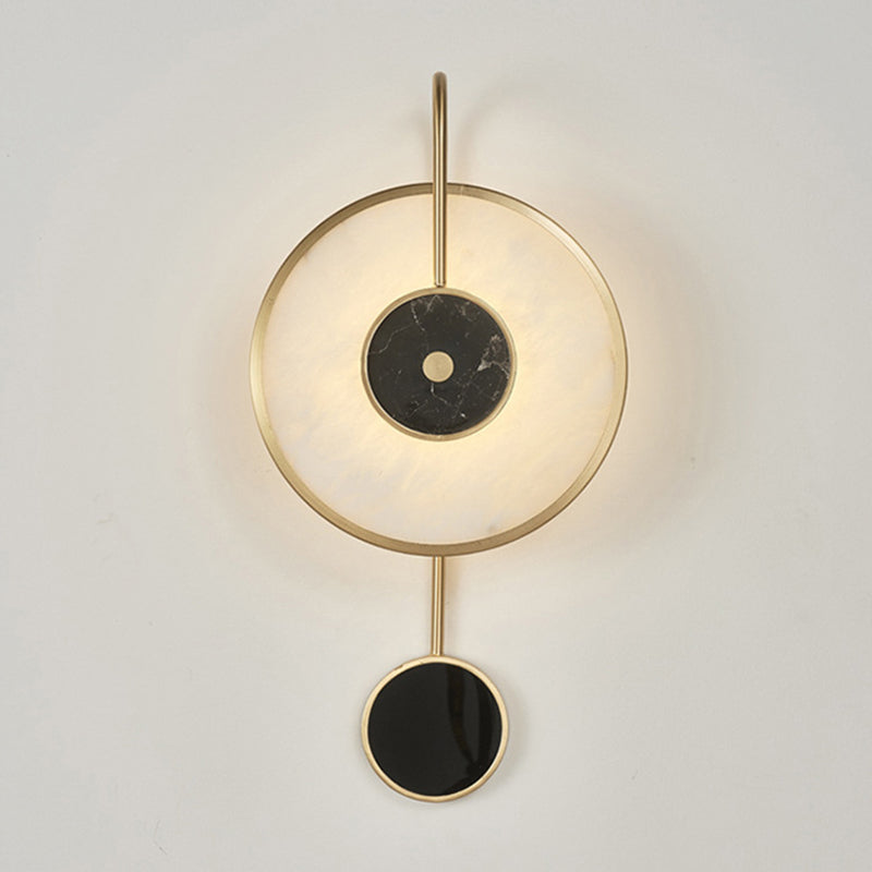 1 Light Round Wall Lighting Fixtures Modern Style Stone Wall Mounted Lamps