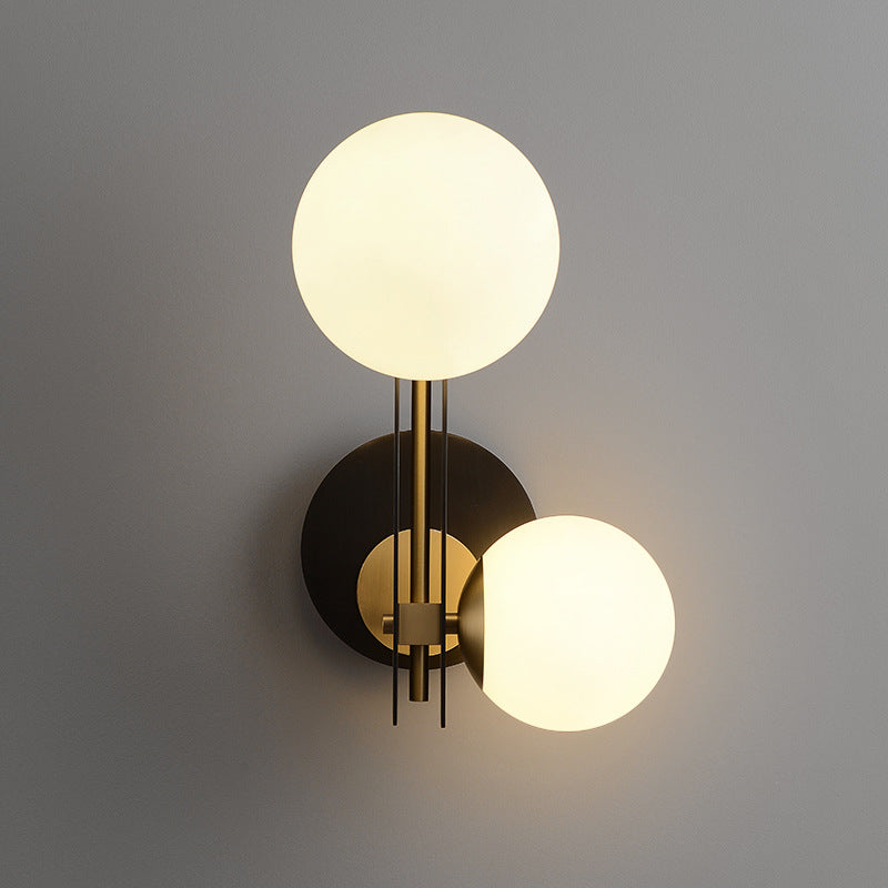 2 Lights Geometric Wall Lighting Fixtures Modern Style Glass Wall Mounted Lamps in Black