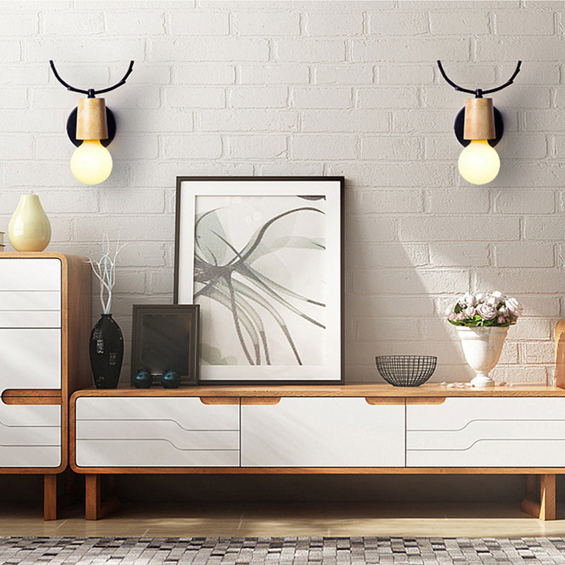 Geometric Wall Lighting Fixtures Modern Style Wood 1 Light Wall Lighting
