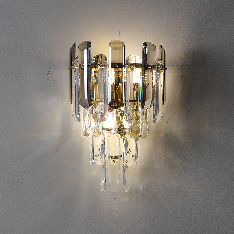 Postmodern Wall Light Geometric Crystal 16" High Wall Sconce for Bedroom
