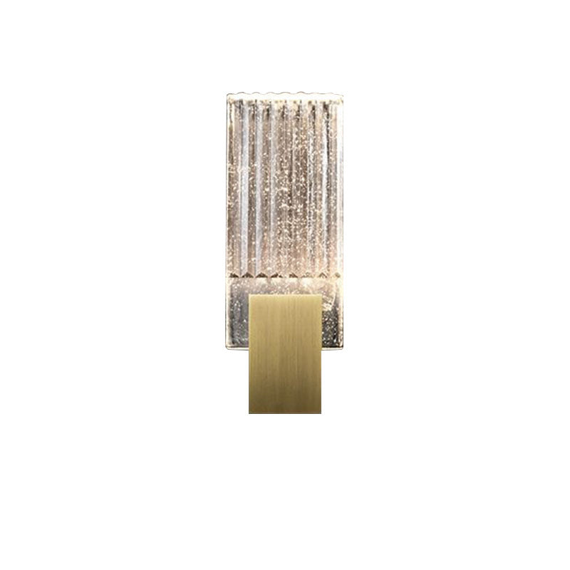 Modern Brass Wall Light Rectangle Wall Sconce with Crystal for Living Room