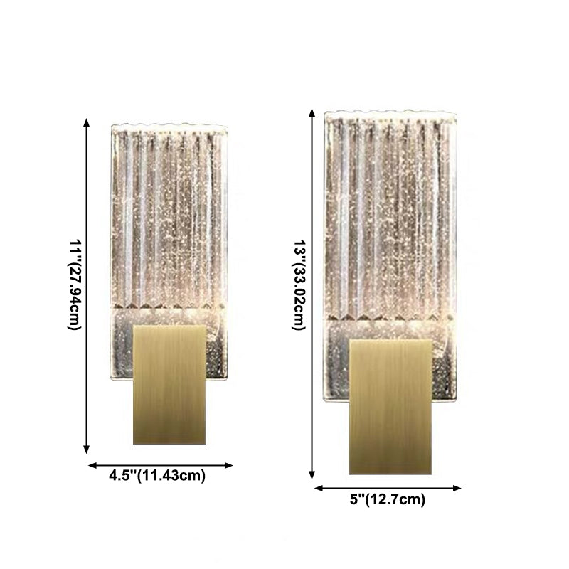Modern Brass Wall Light Rectangle Wall Sconce with Crystal for Living Room