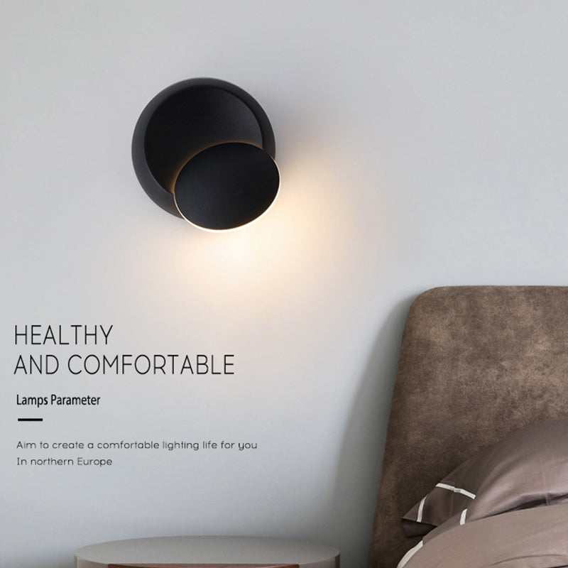 Modern Metal Rotatable Wall Light Round 6.5" High LED Wall Sconce for Living Room