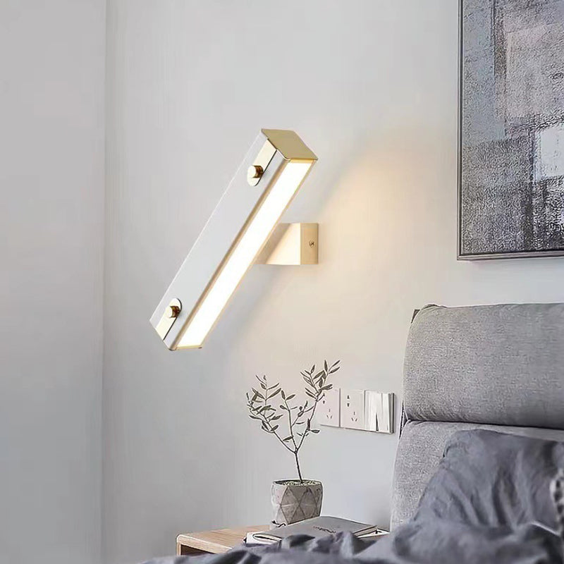 Modern Metal Rotatable Wall Light Rectangle 12" Wide LED Wall Sconce for Living Room