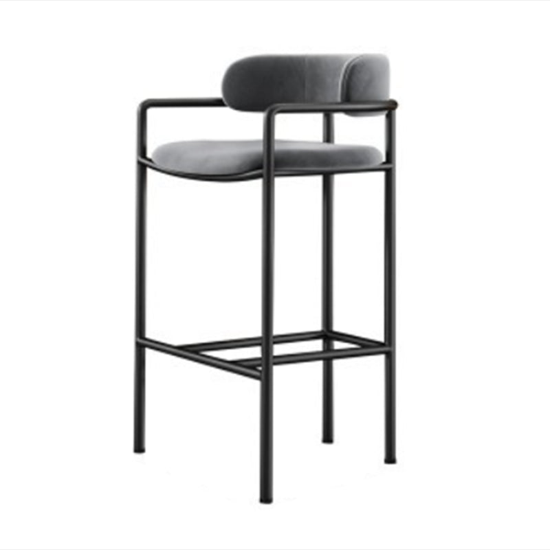 Industrial Upholstered Counter Stool Arm Low Back Bar Chair with Metal Legs