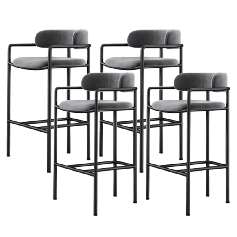 Industrial Upholstered Counter Stool Arm Low Back Bar Chair with Metal Legs