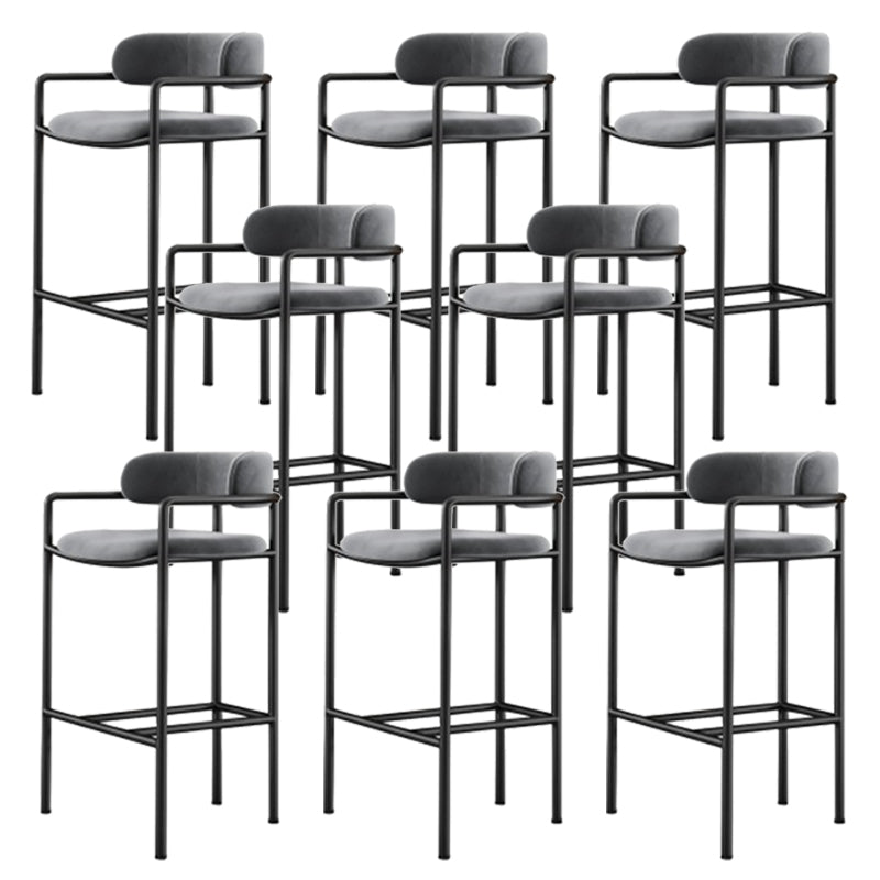 Industrial Upholstered Counter Stool Arm Low Back Bar Chair with Metal Legs