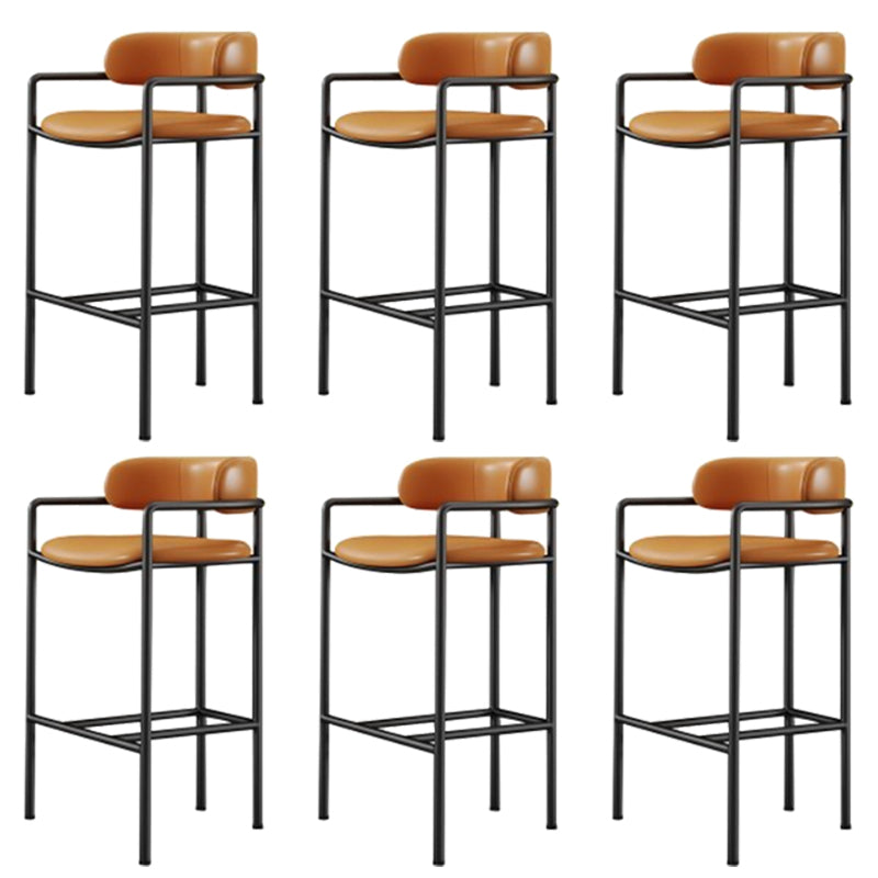 Industrial Upholstered Counter Stool Arm Low Back Bar Chair with Metal Legs