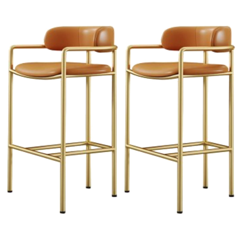 Industrial Upholstered Counter Stool Arm Low Back Bar Chair with Metal Legs