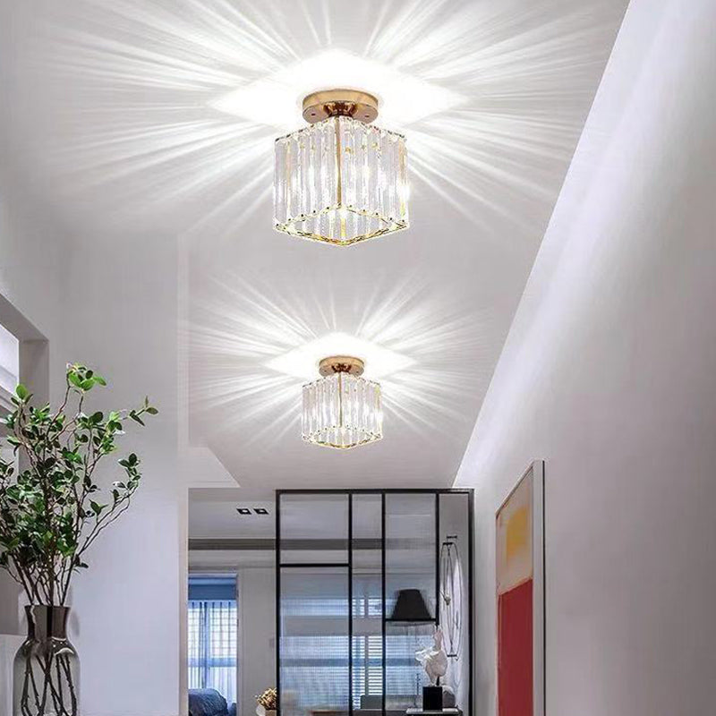 Geometric Ceiling Lamp Nordic Crystal Flush Mount Light Fixture for Bedroom