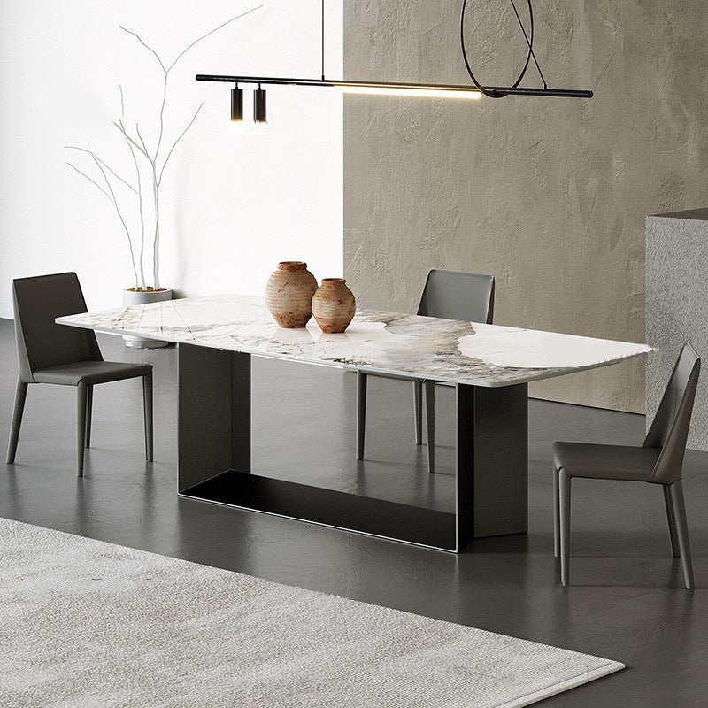 Traditional Luxury Dining Table Black and White Marble Rectangle Dining Table for Home