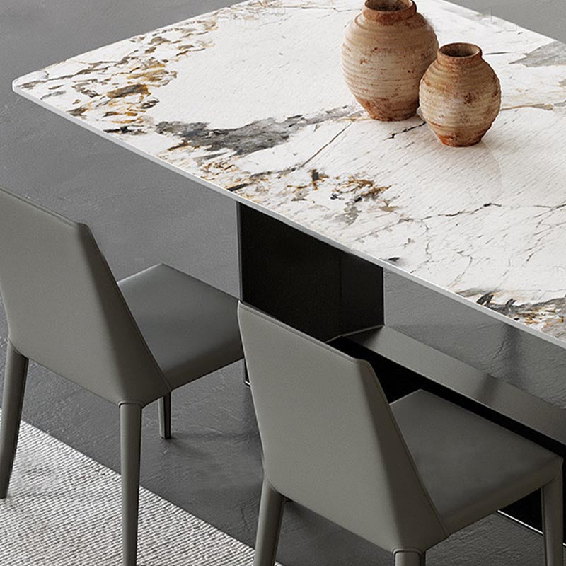 Traditional Luxury Dining Table Black and White Marble Rectangle Dining Table for Home