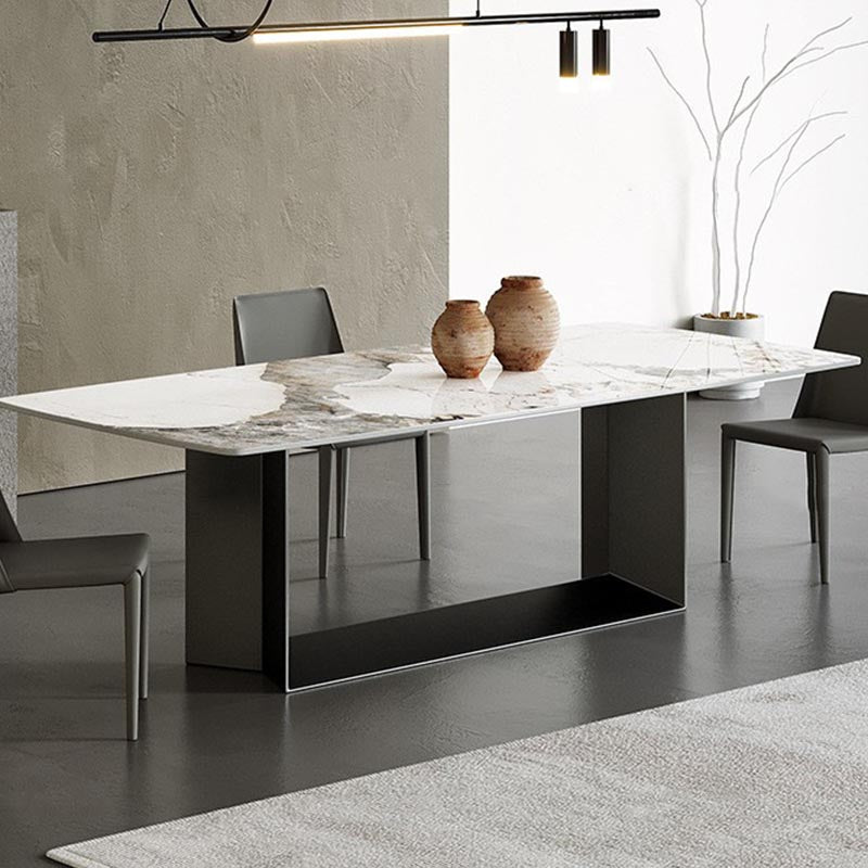 Traditional Luxury Dining Table Black and White Marble Rectangle Dining Table for Home