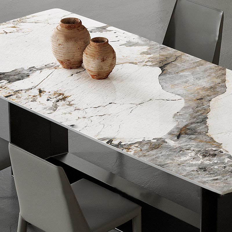 Traditional Luxury Dining Table Black and White Marble Rectangle Dining Table for Home