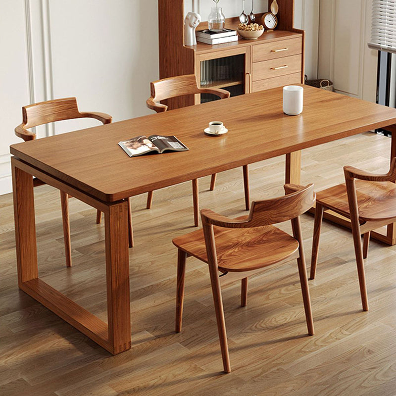 Modern Dining Table with Sled Base Rectangle Pine Solid Wood Table