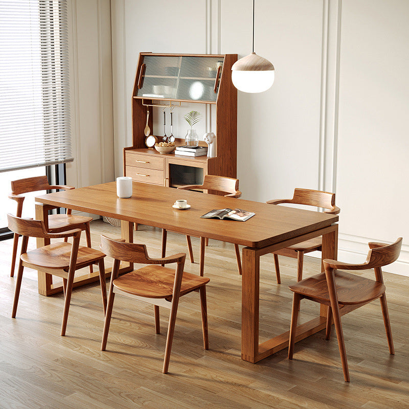 Modern Dining Table with Sled Base Rectangle Pine Solid Wood Table