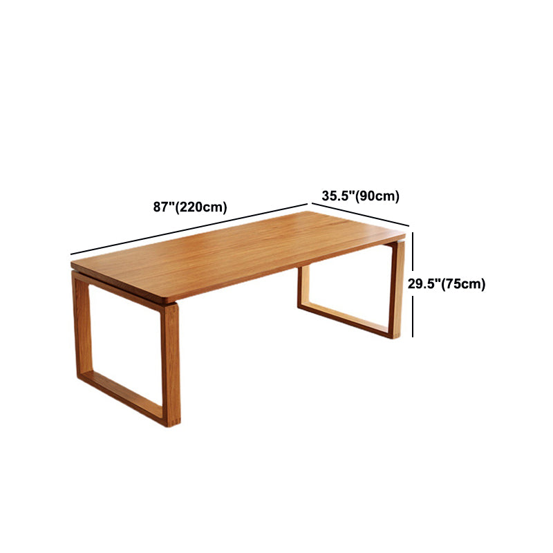 Modern Dining Table with Sled Base Rectangle Pine Solid Wood Table