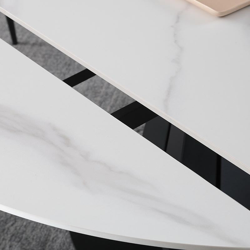 Stone Modern Round Table Standard Height Dining Room Table with Pedestal Base