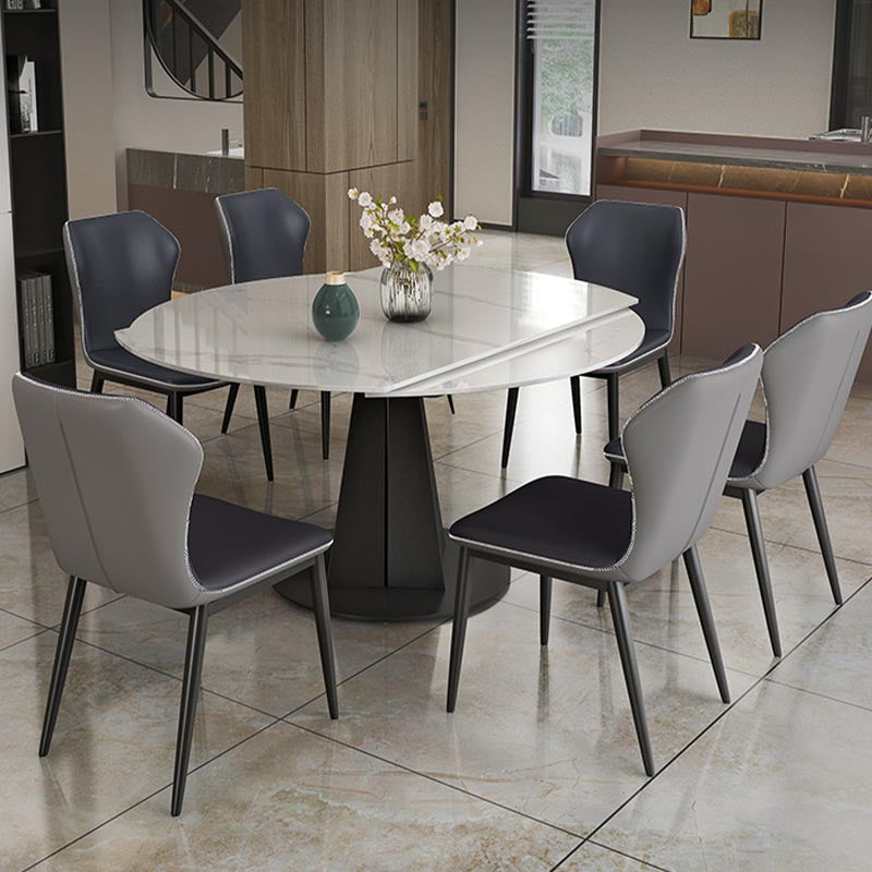 Stone Modern Round Table Standard Height Dining Room Table with Pedestal Base