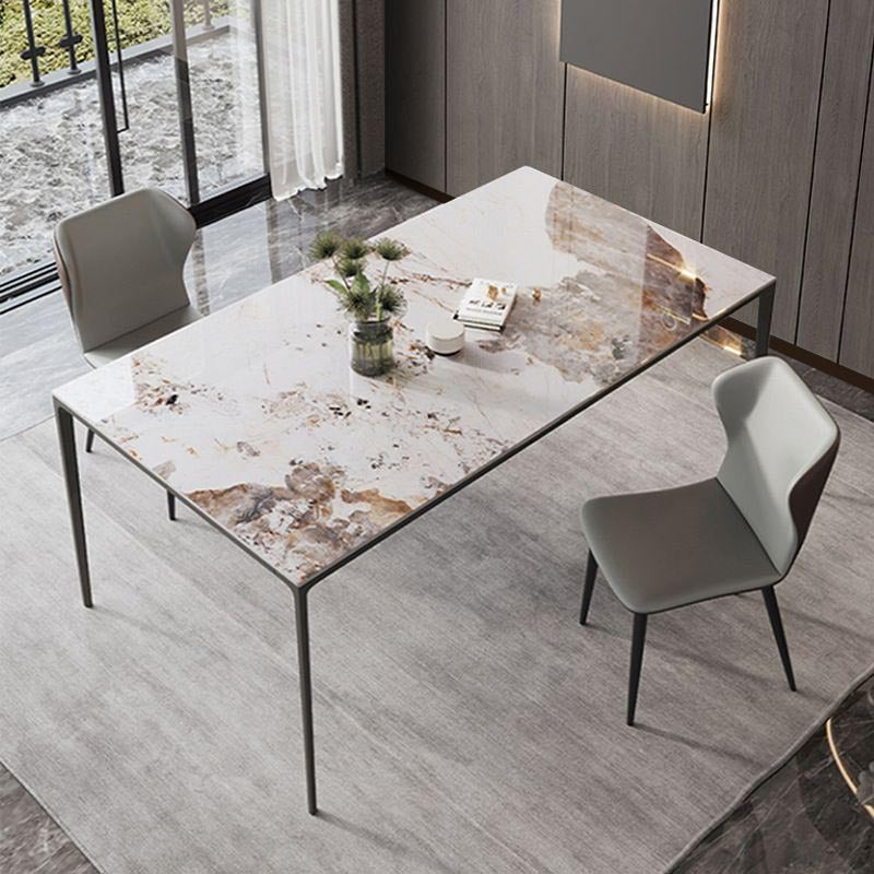 Rectangle Modern Stone Table Standard Height Kitchen Room Table with 4 Legs