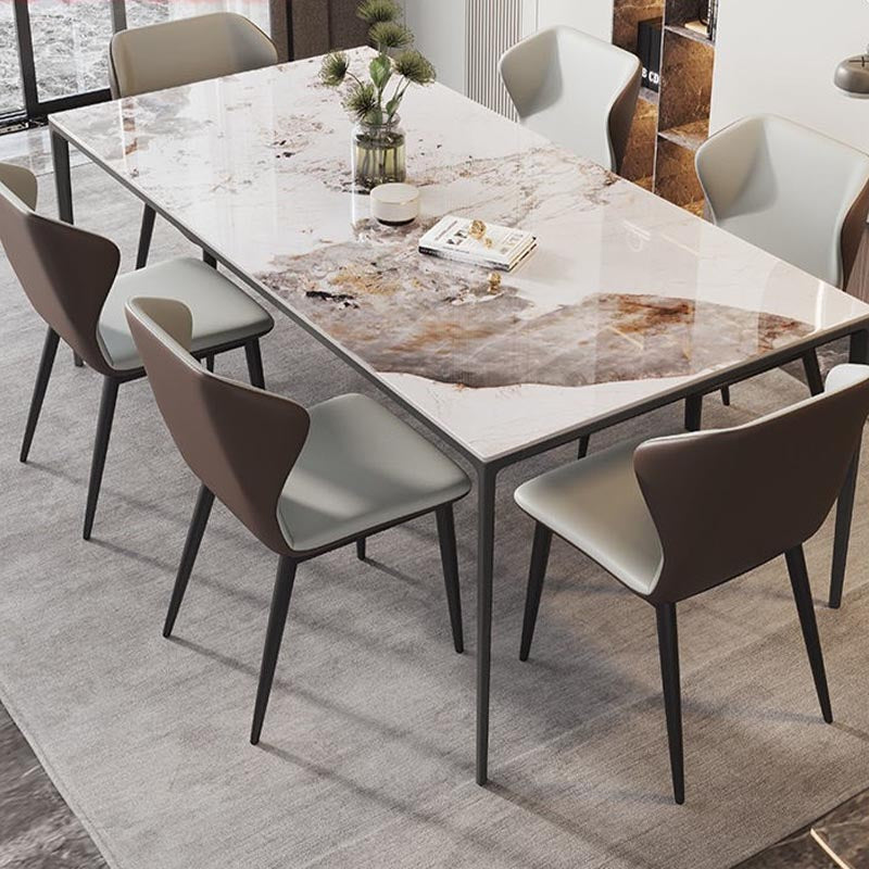 Rectangle Modern Stone Table Standard Height Kitchen Room Table with 4 Legs