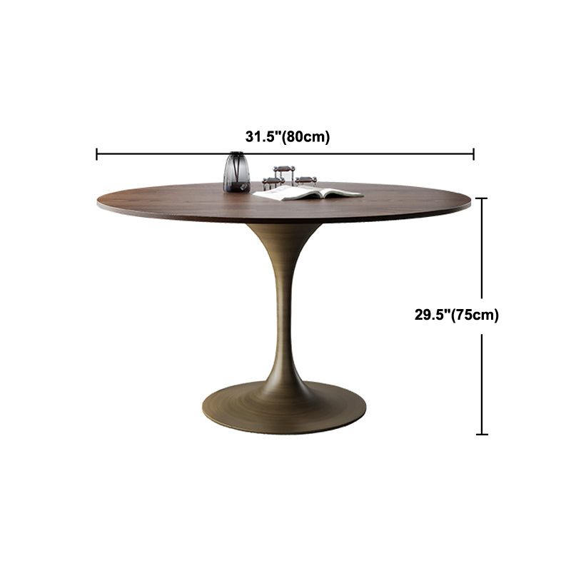 Contemporary Dining Table Round Dining Table in Walnut with Tulip Base