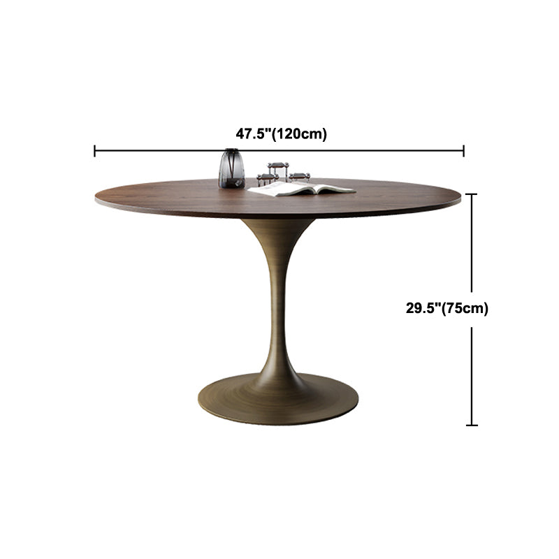 Contemporary Dining Table Round Dining Table in Walnut with Tulip Base