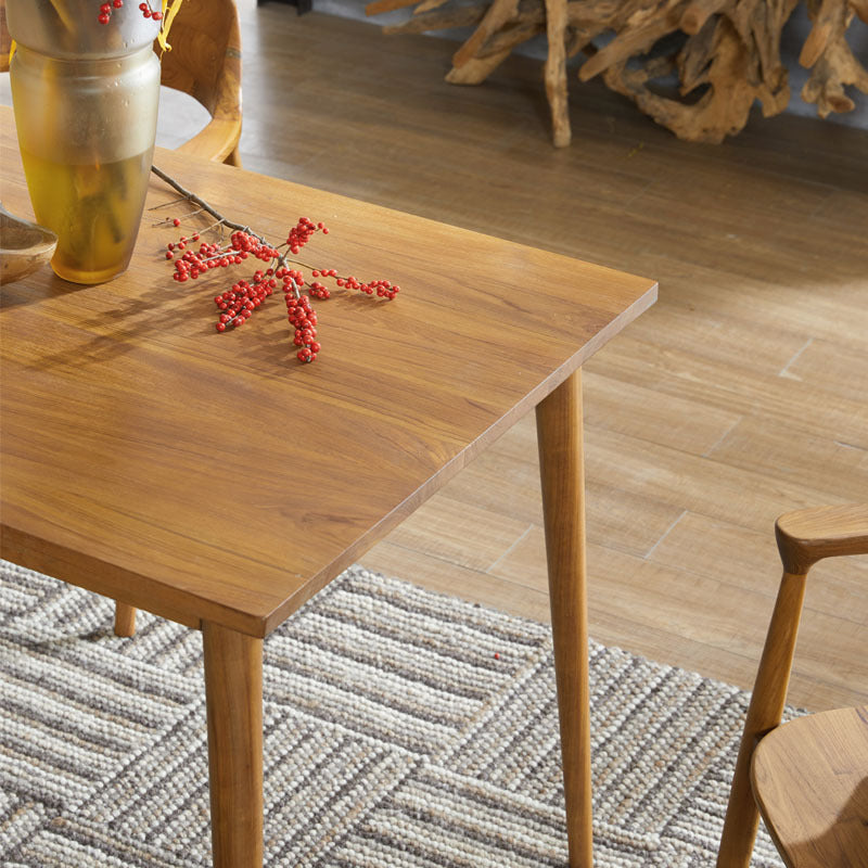 Rectangle 4 Legs Dining Table Natural Finish Legs Modern Fixed Dinner Table
