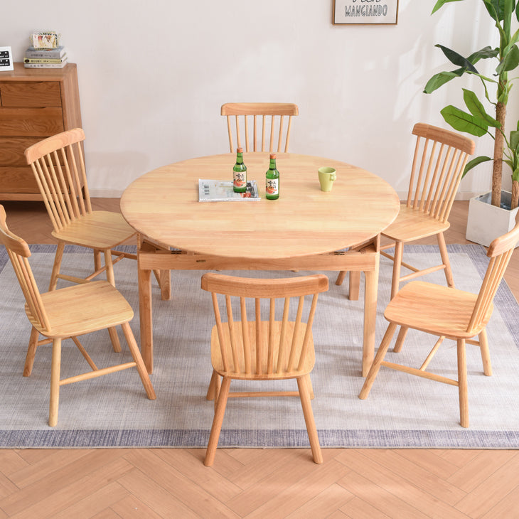 Solid Wood Dining Table Modern Extendable Furniture with 4 Legs for Home