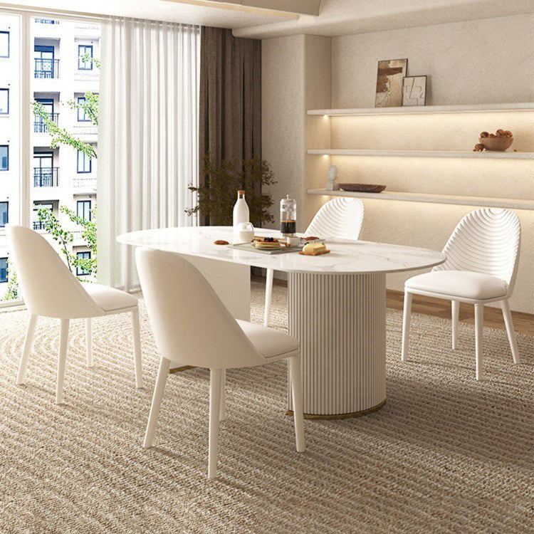 Traditional Luxury Dining Table Oval Dining Table with Double Pedestal